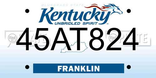 45AT824 Kentucky License Plate