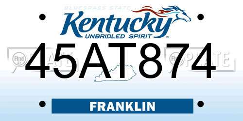 45AT874 Kentucky License Plate