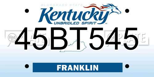 45BT545 Kentucky License Plate