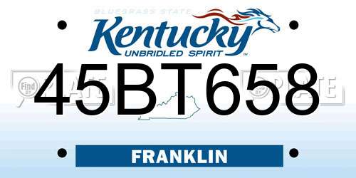 45BT658 Kentucky License Plate