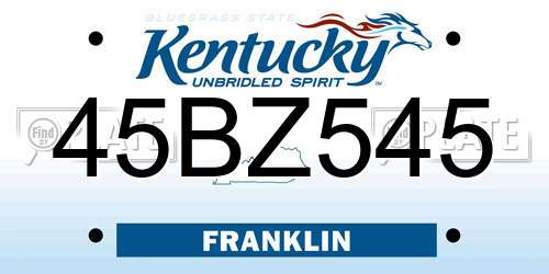 45BZ545 Kentucky License Plate