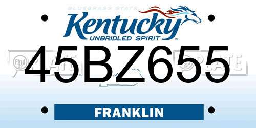 45BZ655 Kentucky License Plate