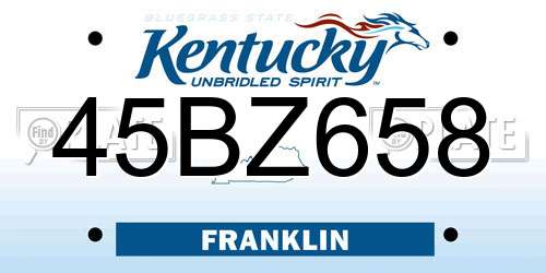 45BZ658 Kentucky License Plate