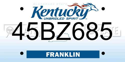45BZ685 Kentucky License Plate