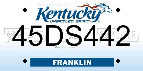 45DS442 Kentucky License Plate
