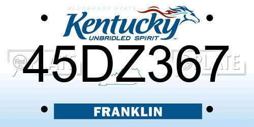45DZ367 Kentucky License Plate