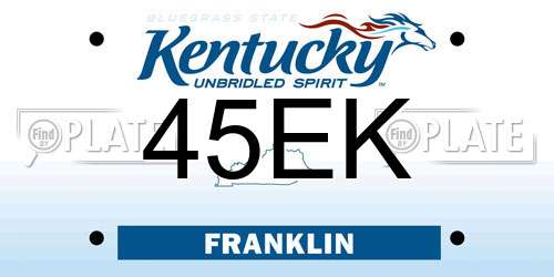 45EK Kentucky License Plate