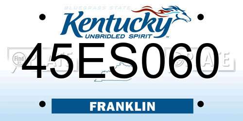 45ES060 Kentucky License Plate
