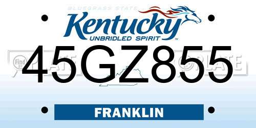 45GZ855 Kentucky License Plate