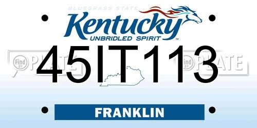 45IT113 Kentucky License Plate