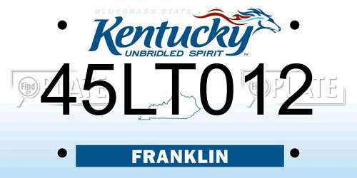 45LT012 Kentucky License Plate