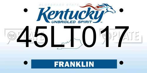 45LT017 Kentucky License Plate