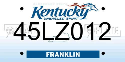 45LZ012 Kentucky License Plate