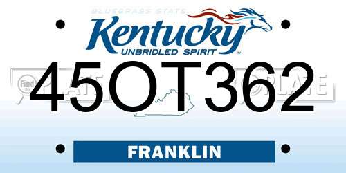 45OT362 Kentucky License Plate