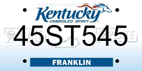 45ST545 Kentucky License Plate