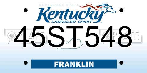 45ST548 Kentucky License Plate