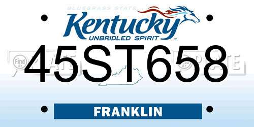 45ST658 Kentucky License Plate