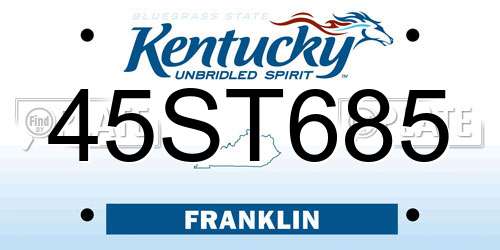 45ST685 Kentucky License Plate