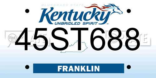 45ST688 Kentucky License Plate