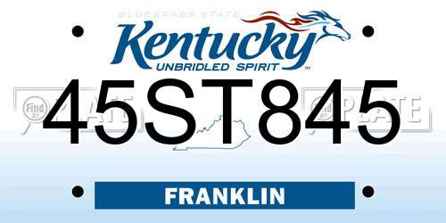 45ST845 Kentucky License Plate