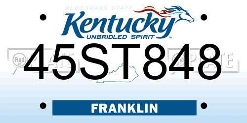 45ST848 Kentucky License Plate