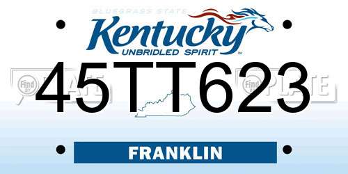 45TT623 Kentucky License Plate