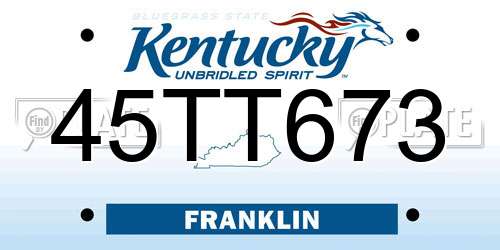 45TT673 Kentucky License Plate