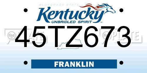 45TZ673 Kentucky License Plate