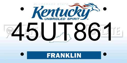 45UT861 Kentucky License Plate