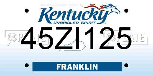 45ZI125 Kentucky License Plate