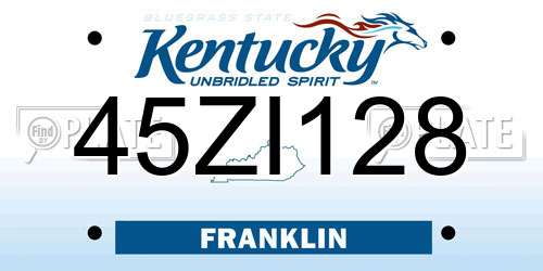 45ZI128 Kentucky License Plate
