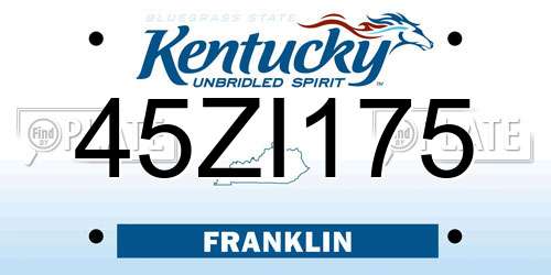 45ZI175 Kentucky License Plate