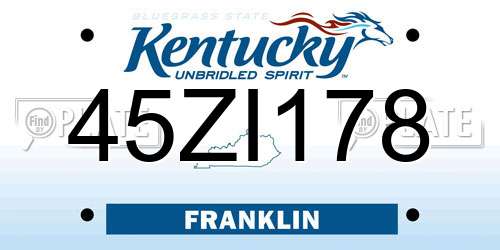45ZI178 Kentucky License Plate