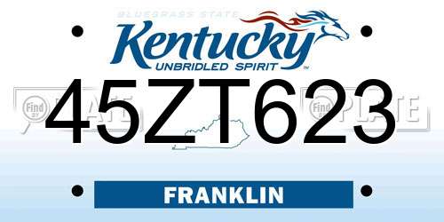 45ZT623 Kentucky License Plate