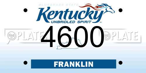 4600 Kentucky License Plate