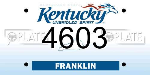 4603 Kentucky License Plate