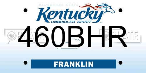 460BHR Kentucky License Plate