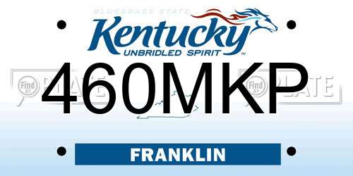 460MKP Kentucky License Plate