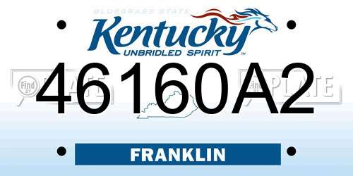 46160A2 Kentucky License Plate