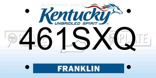 461SXQ Kentucky License Plate
