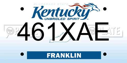 461XAE Kentucky License Plate