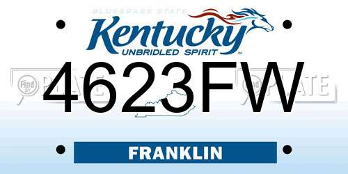4623FW Kentucky License Plate