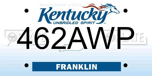 462AWP Kentucky License Plate