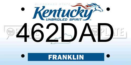 462DAD Kentucky License Plate