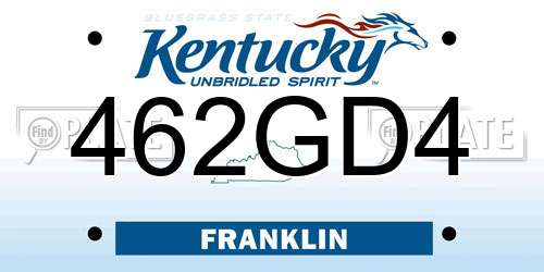 462GD4 Kentucky License Plate