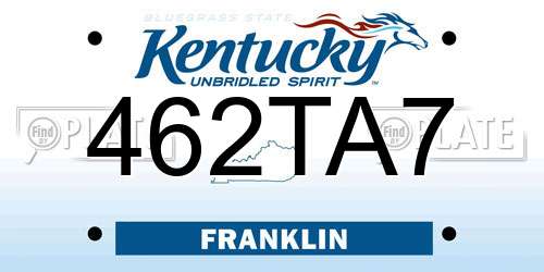 462TA7 Kentucky License Plate