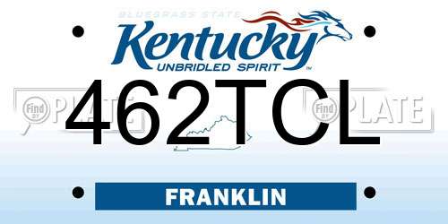 462TCL Kentucky License Plate