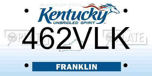 462VLK Kentucky License Plate