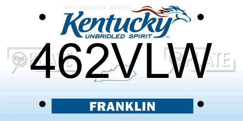 462VLW Kentucky License Plate