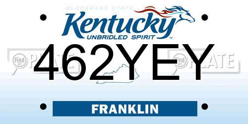 462YEY Kentucky License Plate